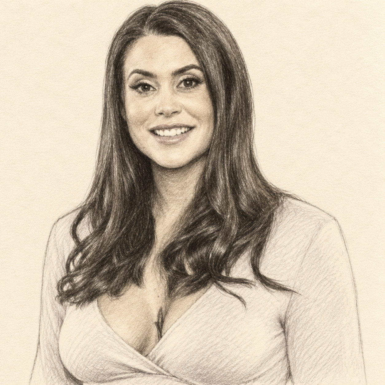 Pencil illustration of Abby Somers