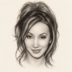 Pencil portrait of Céline Tran