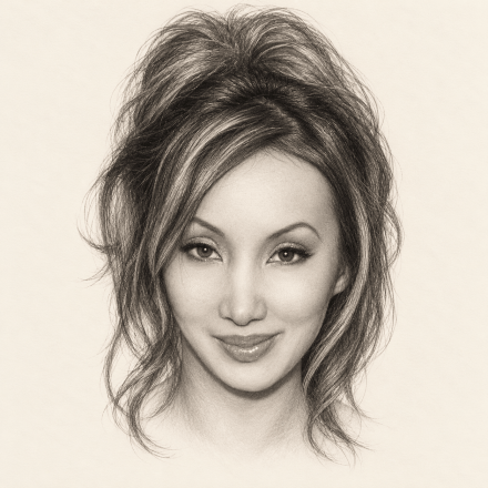 Pencil portrait of Céline Tran
