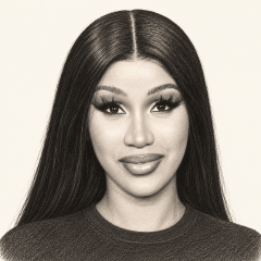 Pencil illustration of Cardi B
