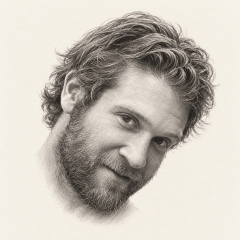 Pencil portrait of Colby Keller