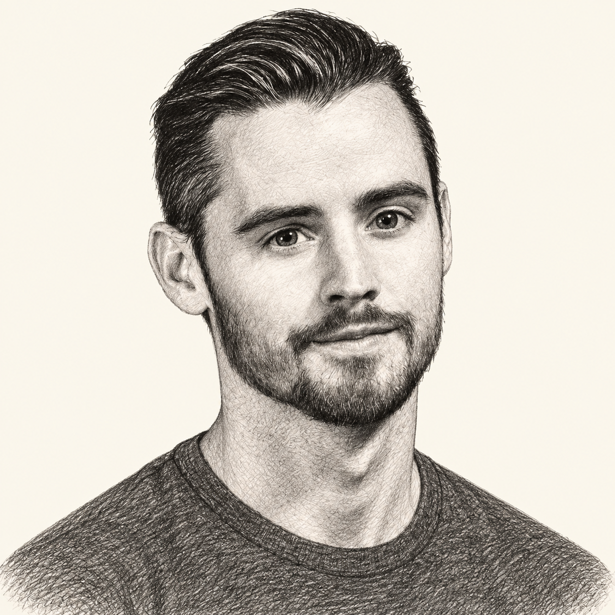 Pencil illustration of Dan Benson