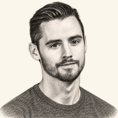 Pencil illustration of Dan Benson