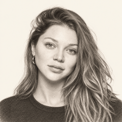 Pencil illustration of Jessie Andrews