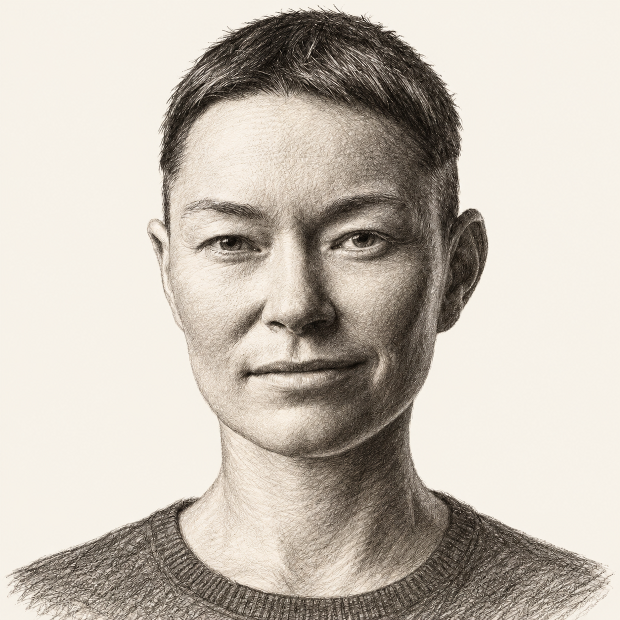 Pencil illustration of Jiz Lee
