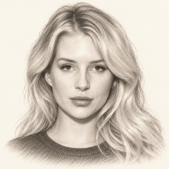 Pencil illustration of Lottie Moss