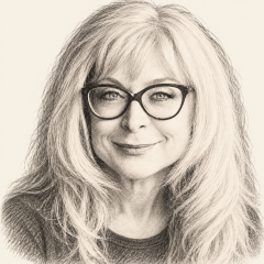 Pencil illustration of Nina Hartley