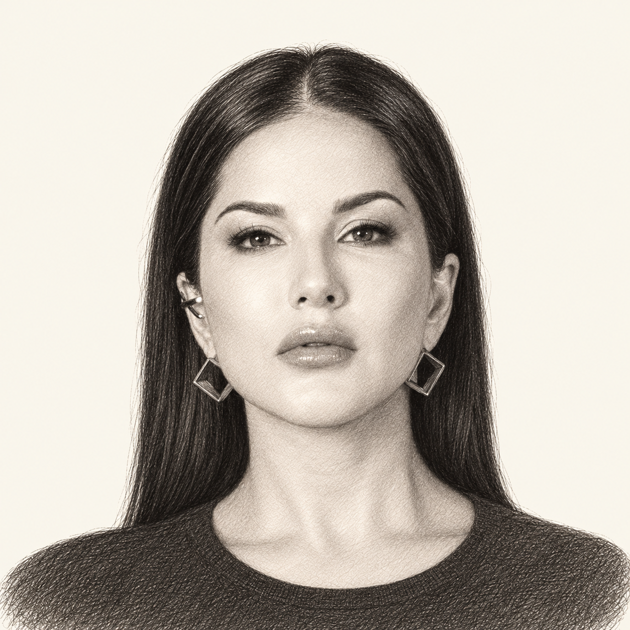 Pencil illustration of Sunny Leone