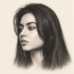 Pencil illustration of Zara Dar
